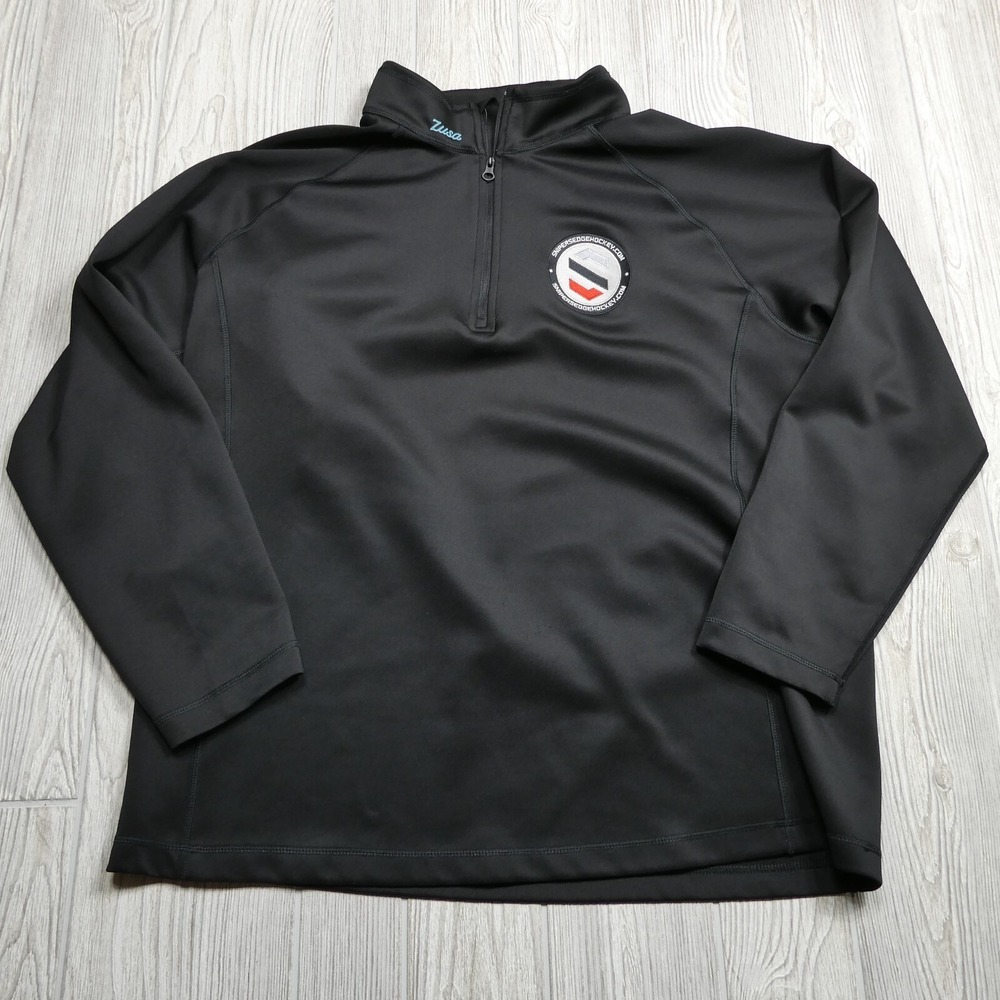 ZUSA‎ Jacket Adult XL Black 1/4 Zip Snipers Edge Hokey Patch Mock Neck